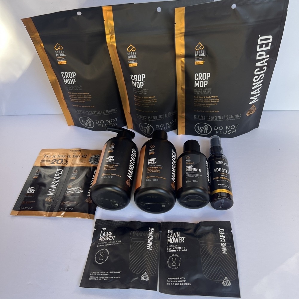 Manscaped Grooming Bundle Crop Mop Body Wash Lawn Mower Blades Preserver NEW